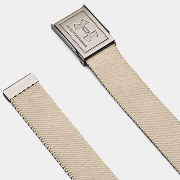 BRAND NEW men under armour golf webbing adjustable reversible navy / khahi belt - Picture 2 of 8